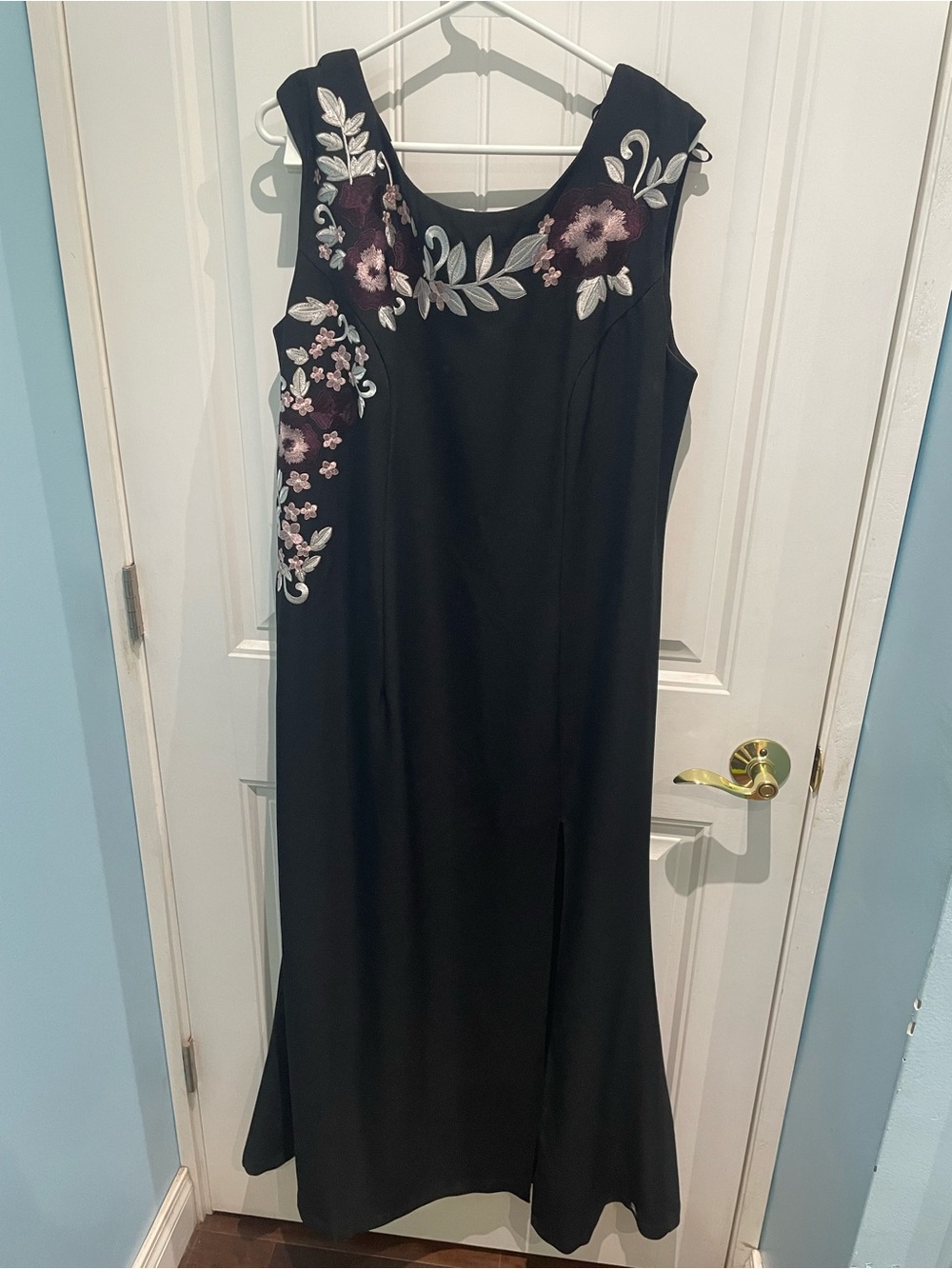 Sleeveless Black Embroidered Floral Evening Dress Laura Plus Tall Plus Size